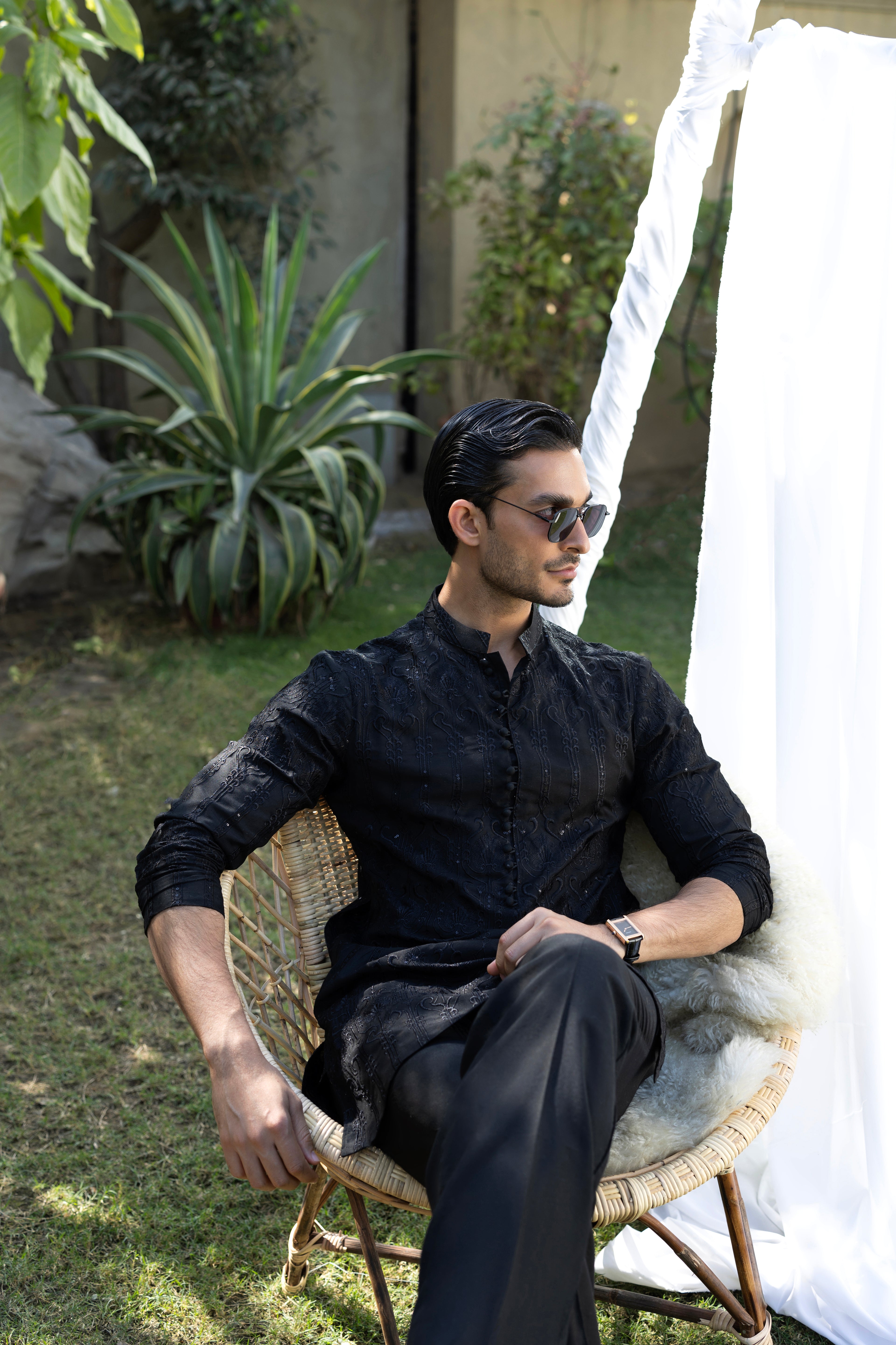 Black Mehraab Kurta Pajama