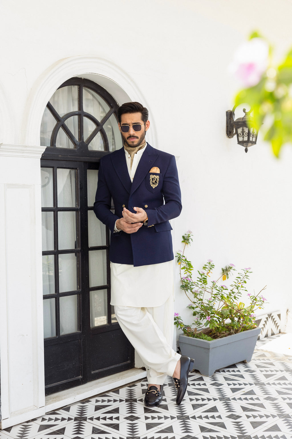 NAVY BLUE ARMANI DOUBLE BREASTED BLAZER Humayunalamgir