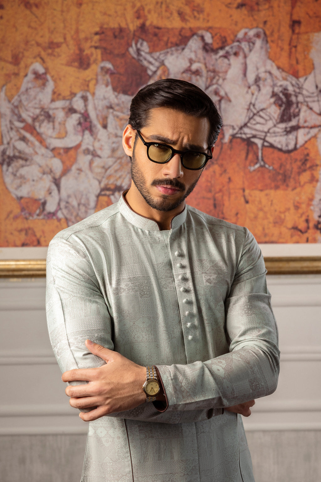 -XARTAJ- MINT GREEN KURTA PAJAMA Humayunalamgir