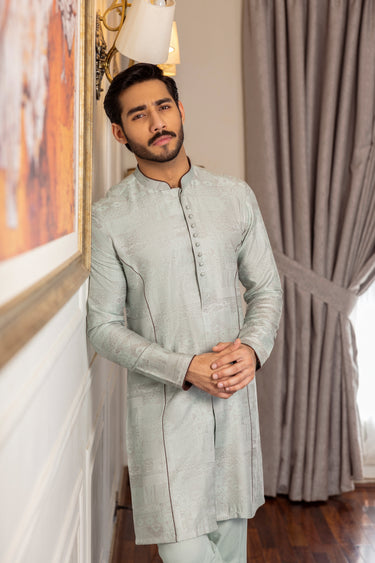 -XARTAJ- MINT GREEN KURTA PAJAMA Humayunalamgir