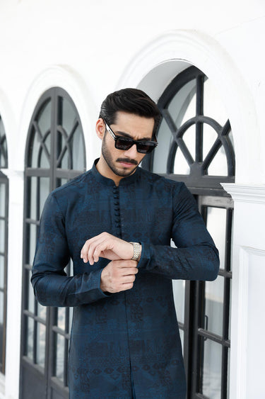 -XARTAJ- TEAL GREEN KURTA PAJAMA Humayunalamgir