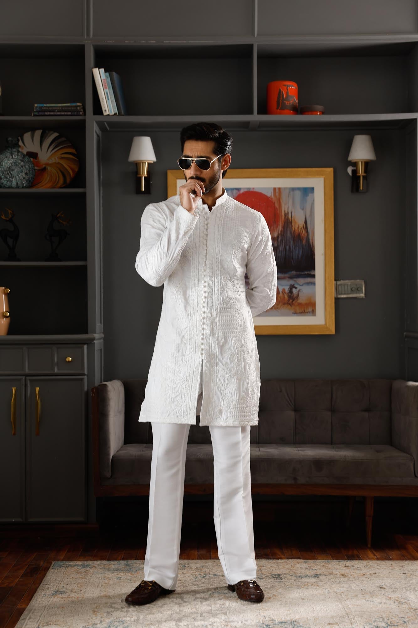 -SAAHIB- WHITE KURTA PAJAMA Humayunalamgir