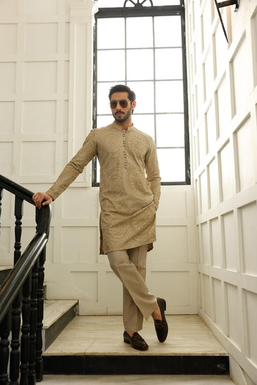 -SHAHKAAR- CHAMPAGNE KURTA PAJAMA