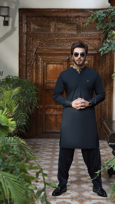 BLACK EGYPTION COTTON SHALWAR KAMEEZ Humayunalamgir