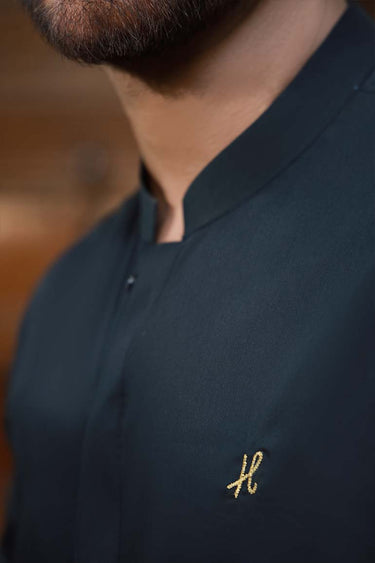 BLACK EGYPTION COTTON SHALWAR KAMEEZ Humayunalamgir