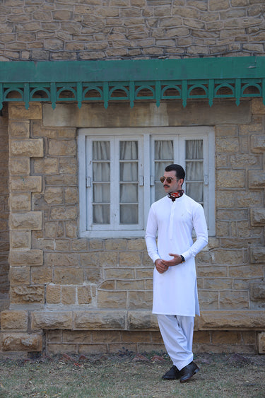 WHITE EGYPTIAN COTTON SHALWAR KAMEEZ