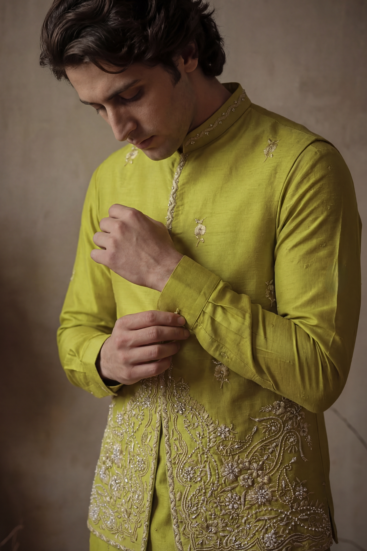 LIME GREEN WAISTCOAT Clothing Humayunalamgir