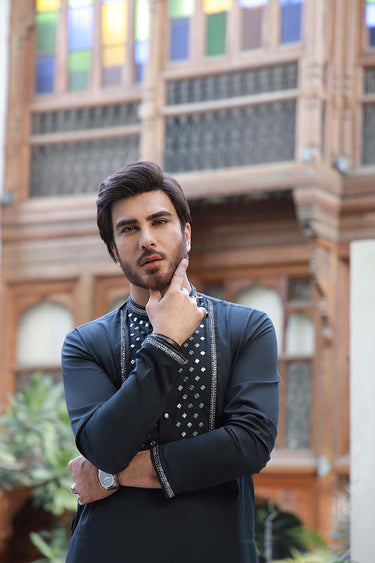 GREY HAND EMBROIDERY KURTA PAJAMA Humayunalamgir