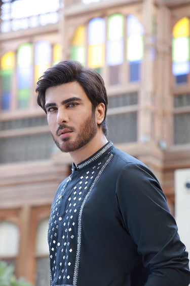 GREY HAND EMBROIDERY KURTA PAJAMA Humayunalamgir