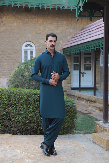 TEAL GREEN WASH N WEAR SHALWAR KAMEEZ Humayunalamgir