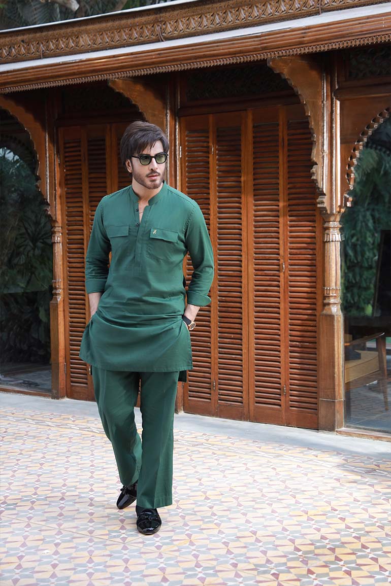 GREEN LINEN KURTA PAJAMA Humayunalamgir