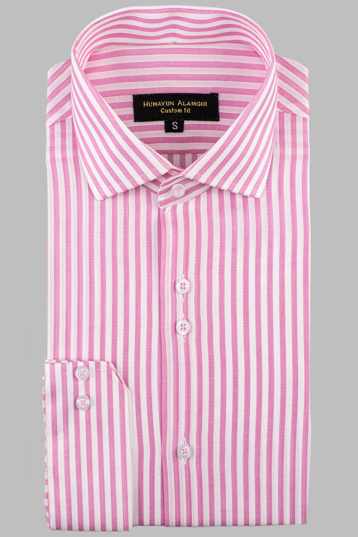 White Pink Stripe Shirt Semi Formal humyaunalamgir S