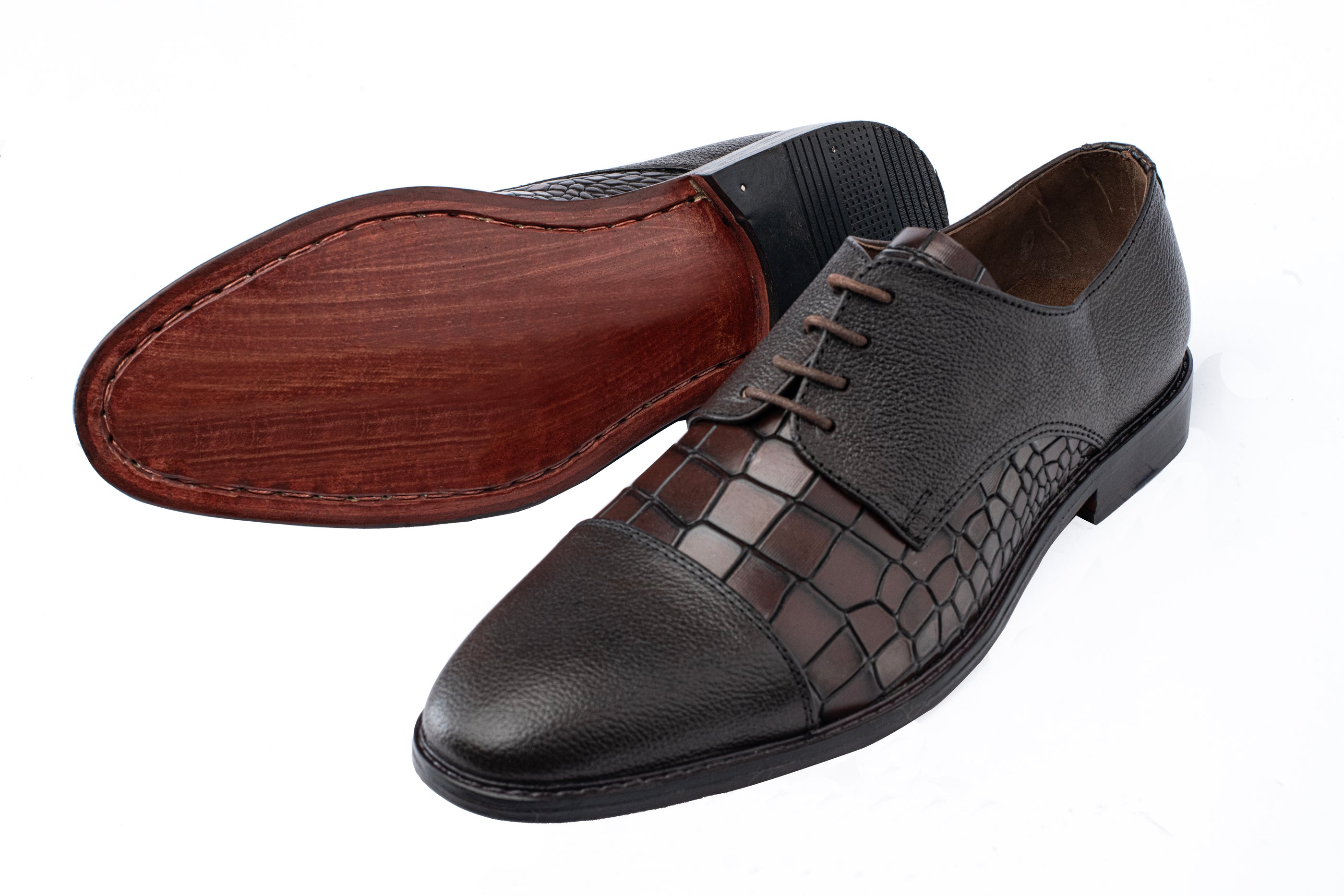 BROWN CROCODILE TEXTURES SHOES Shoes humyaunalamgir