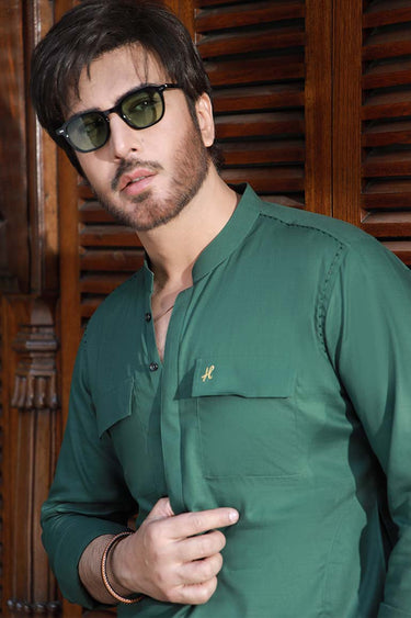 GREEN LINEN KURTA PAJAMA Humayunalamgir