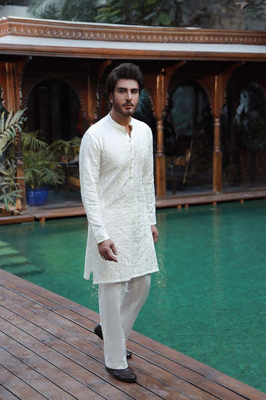 -SHAHKAAR- WHITE KURTA PAJAMA Humayunalamgir