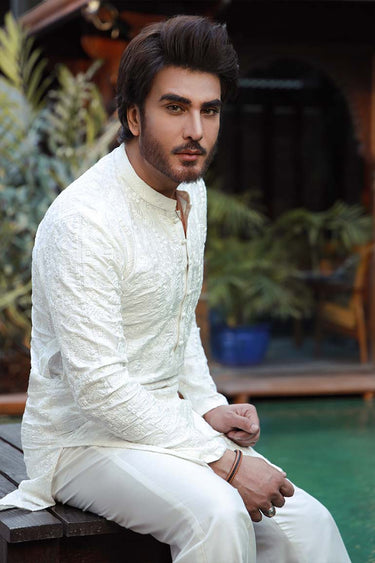 -SHAHKAAR- WHITE KURTA PAJAMA Humayunalamgir