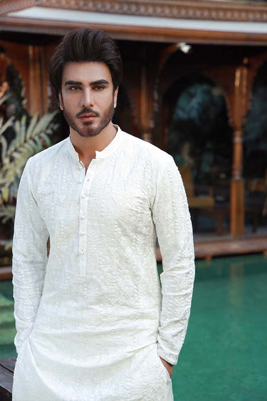 -SHAHKAAR- WHITE KURTA PAJAMA Humayunalamgir