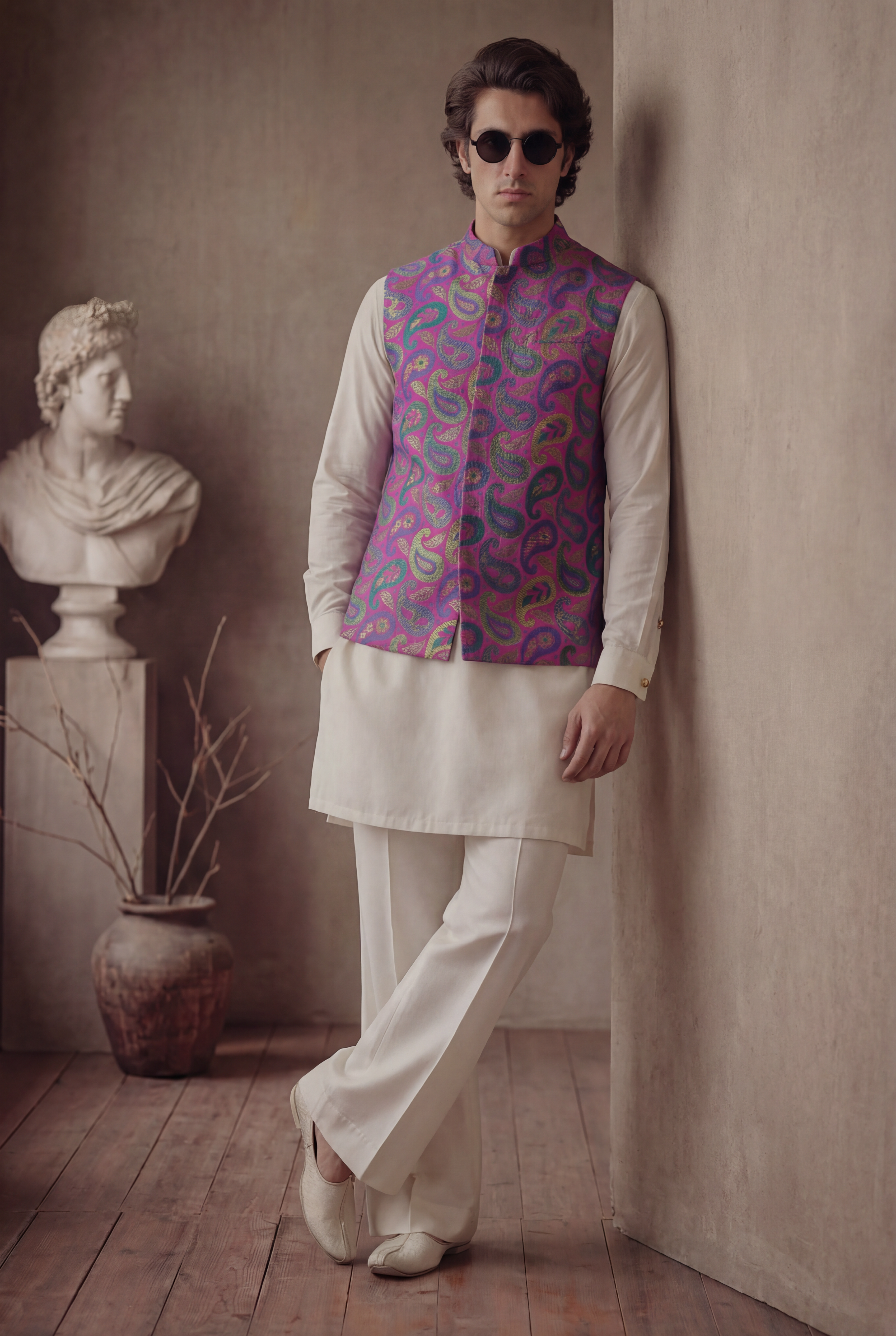 MULTI COLOUR JAMAWAR WAISTCOAT Humayunalamgir