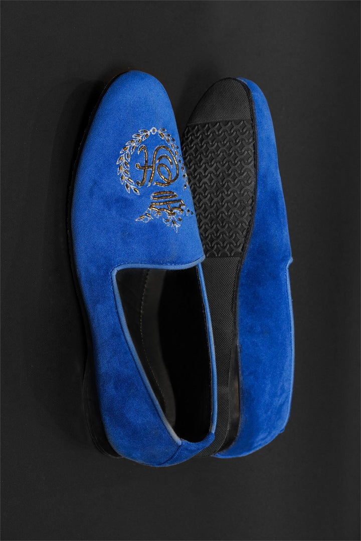 Royal blue velvet 2017 Motif Shoes humyaunalamgir