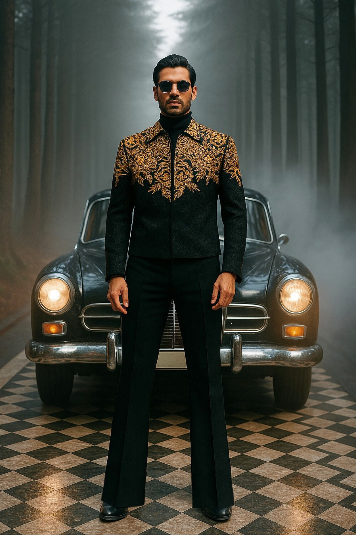 REGAL NOIR EMBROIDERED JACKET Winter Jackets Humayun Alamgir