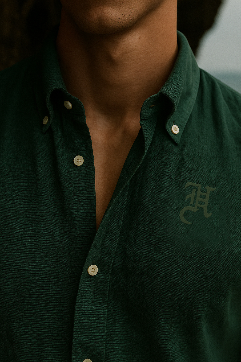 TEAL GREEN LINEN CO-RD SET Humayun Alamgir