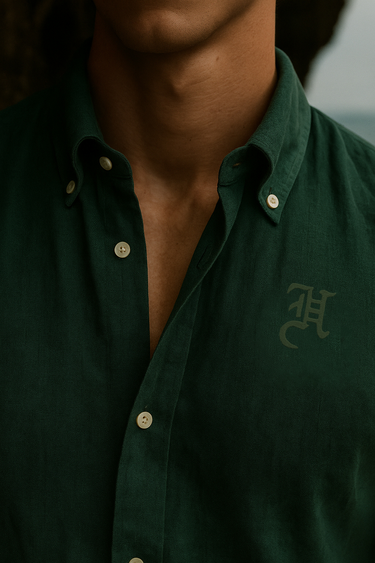 TEAL GREEN LINEN CO-RD SET Humayun Alamgir