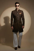 Brown Velvet Sherwani with Kurta Pajama sherwani Humayun Alamgir