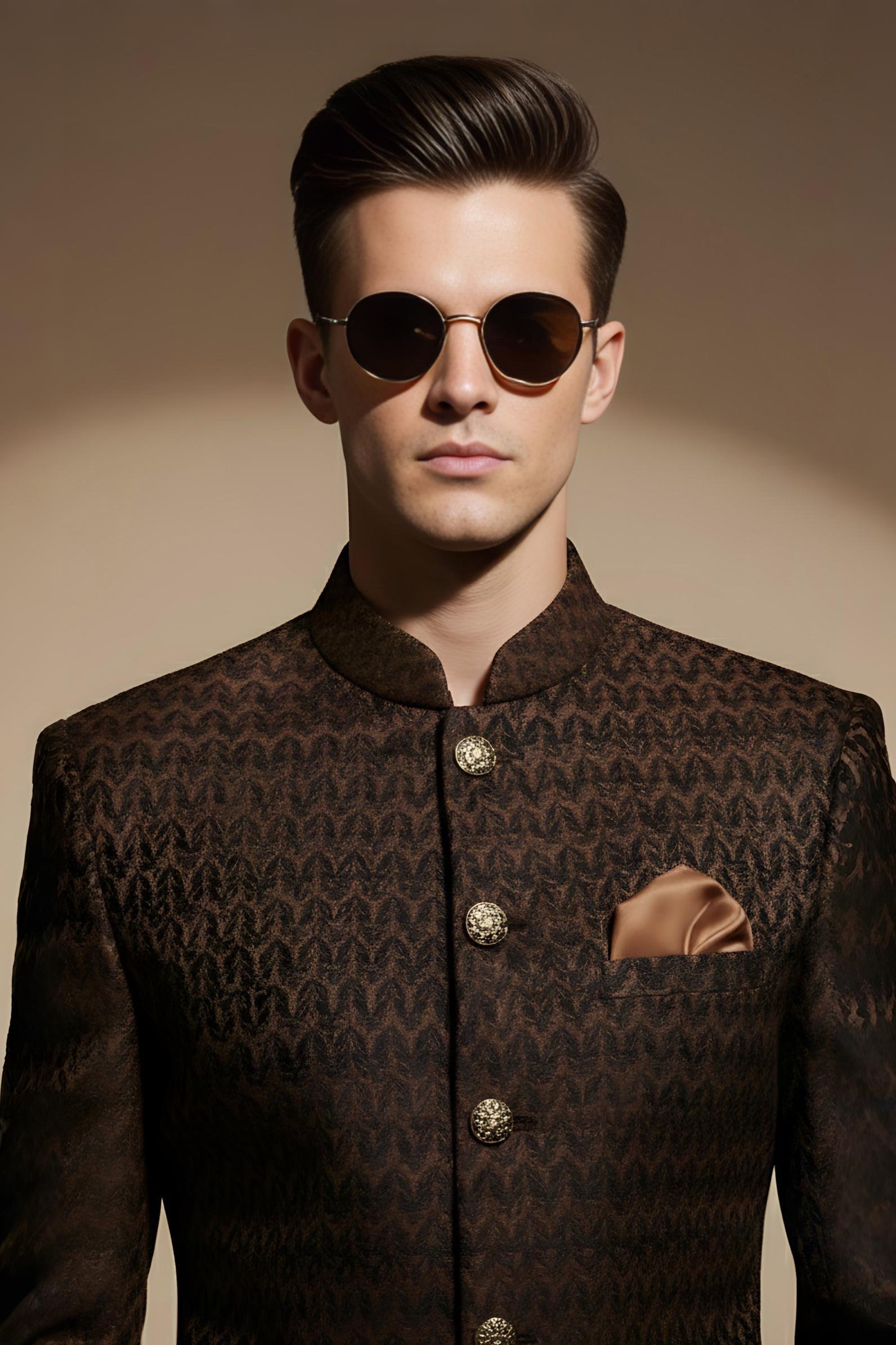 Brown Velvet Sherwani with Kurta Pajama sherwani Humayun Alamgir