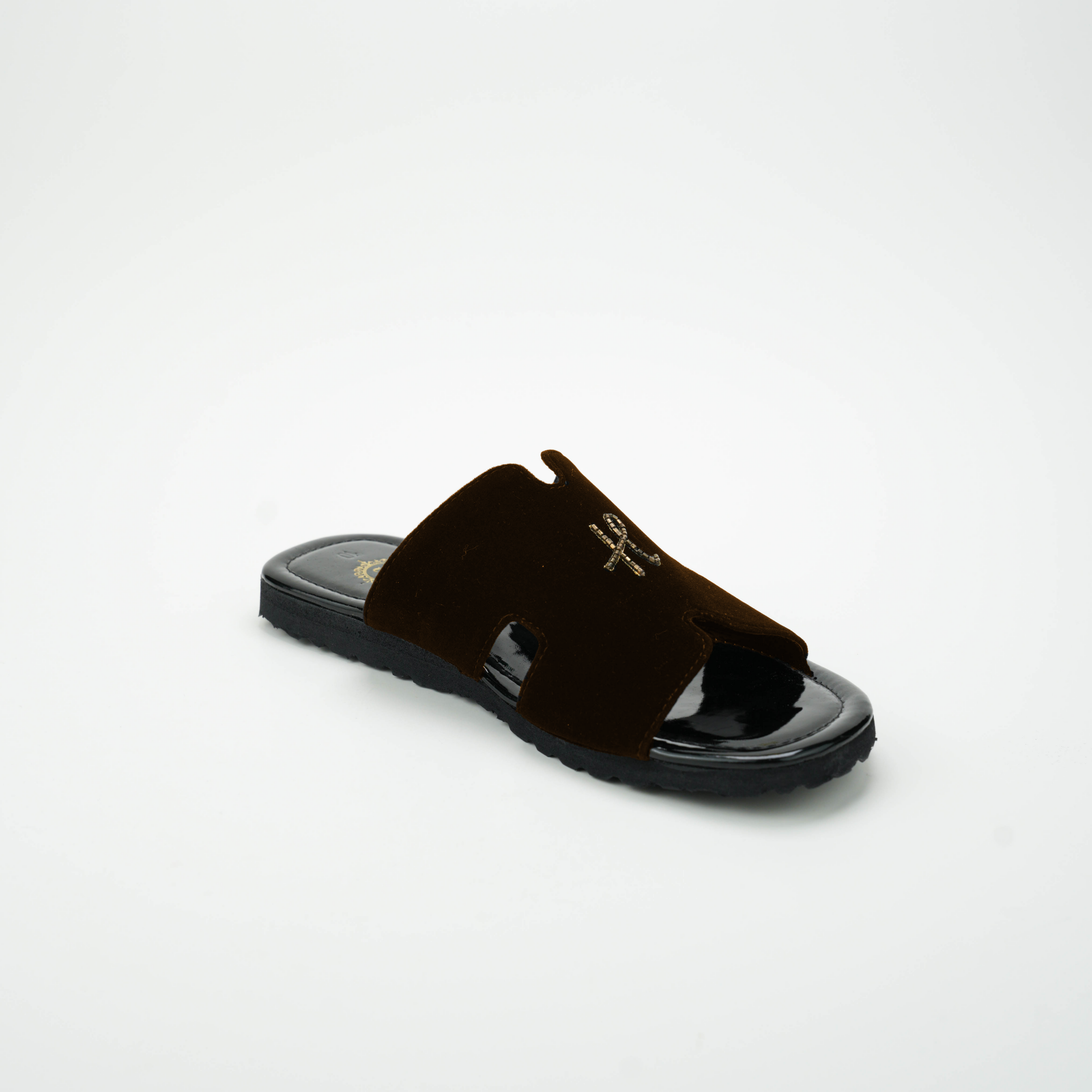 Dark Brown Velvet H logo Slide SLIDES-SLIPONS humayaunalamgir