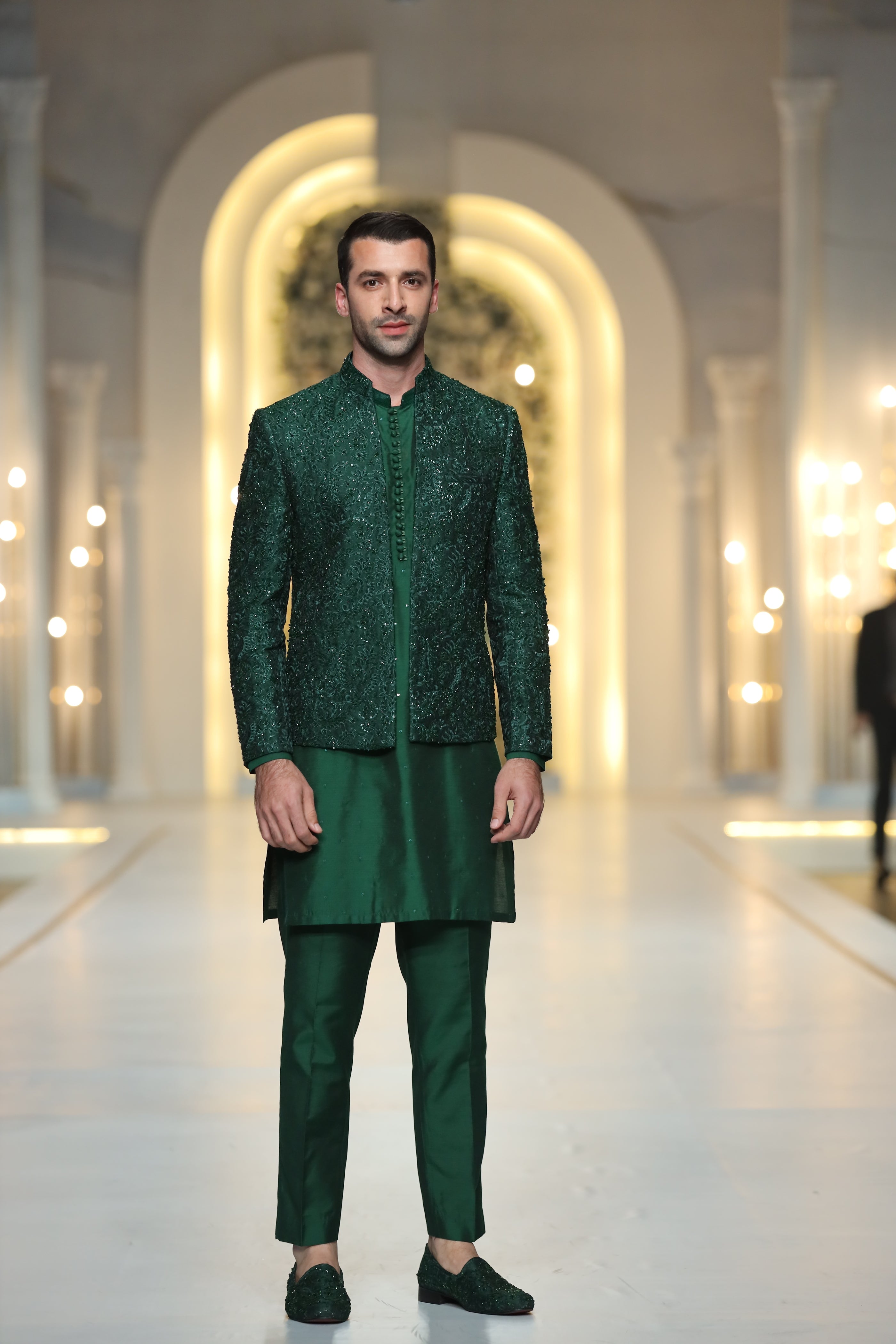 Bottle Green Prince Coat Mehndi Collection HumayunAlamgir