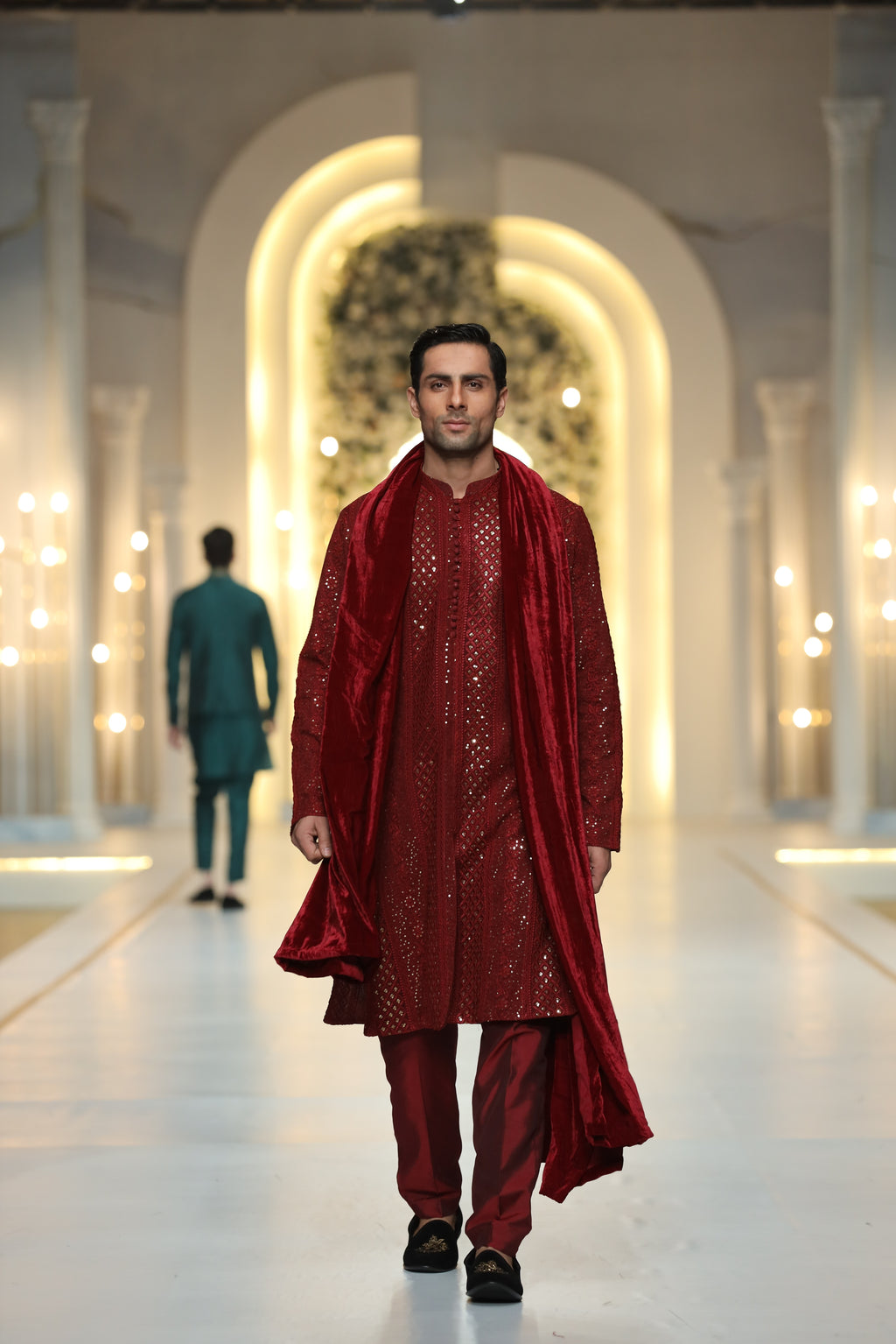RED Sequence Kurta Pajama HumayunAlamgir