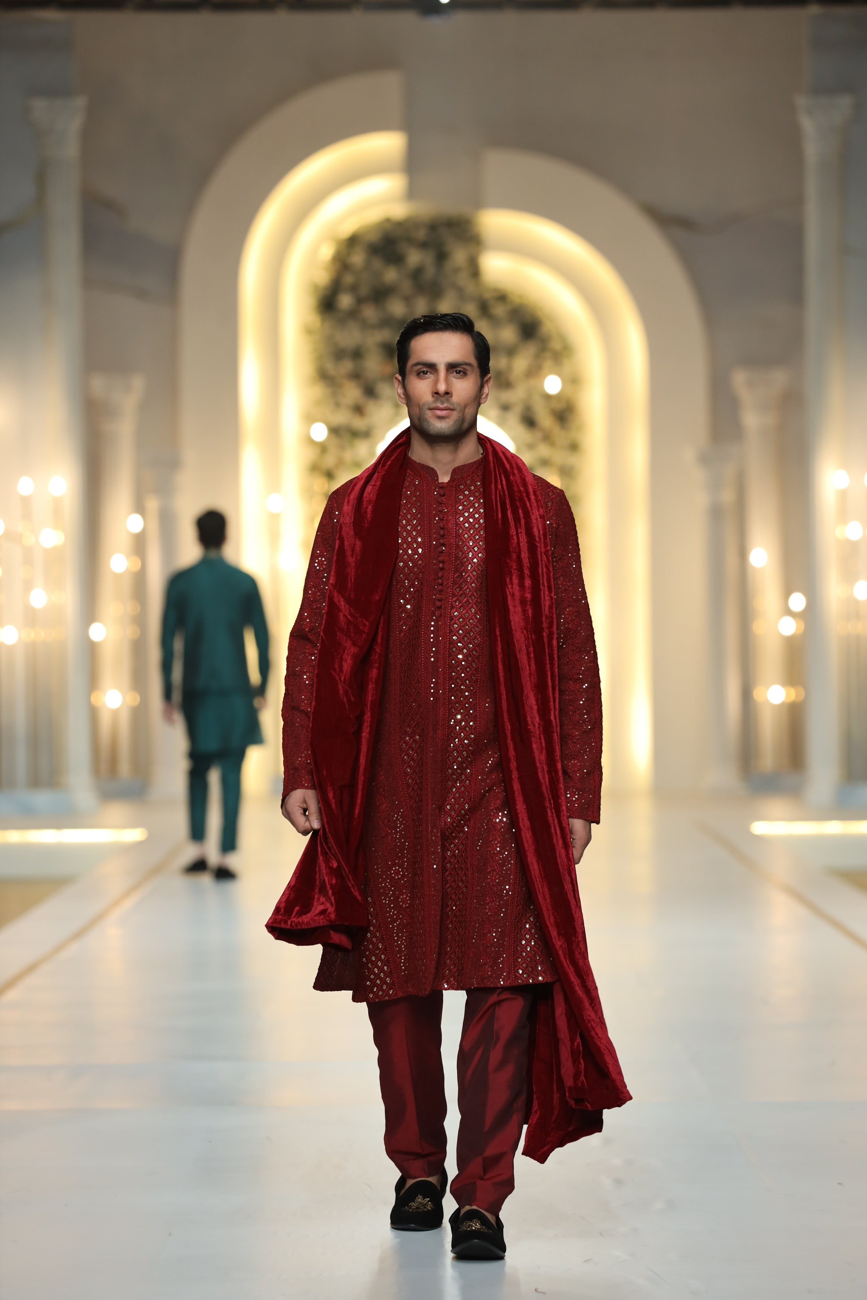 RED Sequence Kurta Pajama HumayunAlamgir