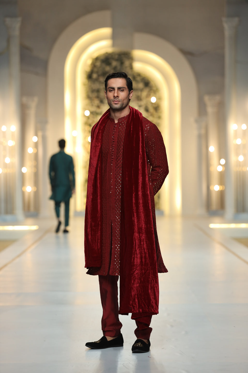 RED Sequence Kurta Pajama HumayunAlamgir