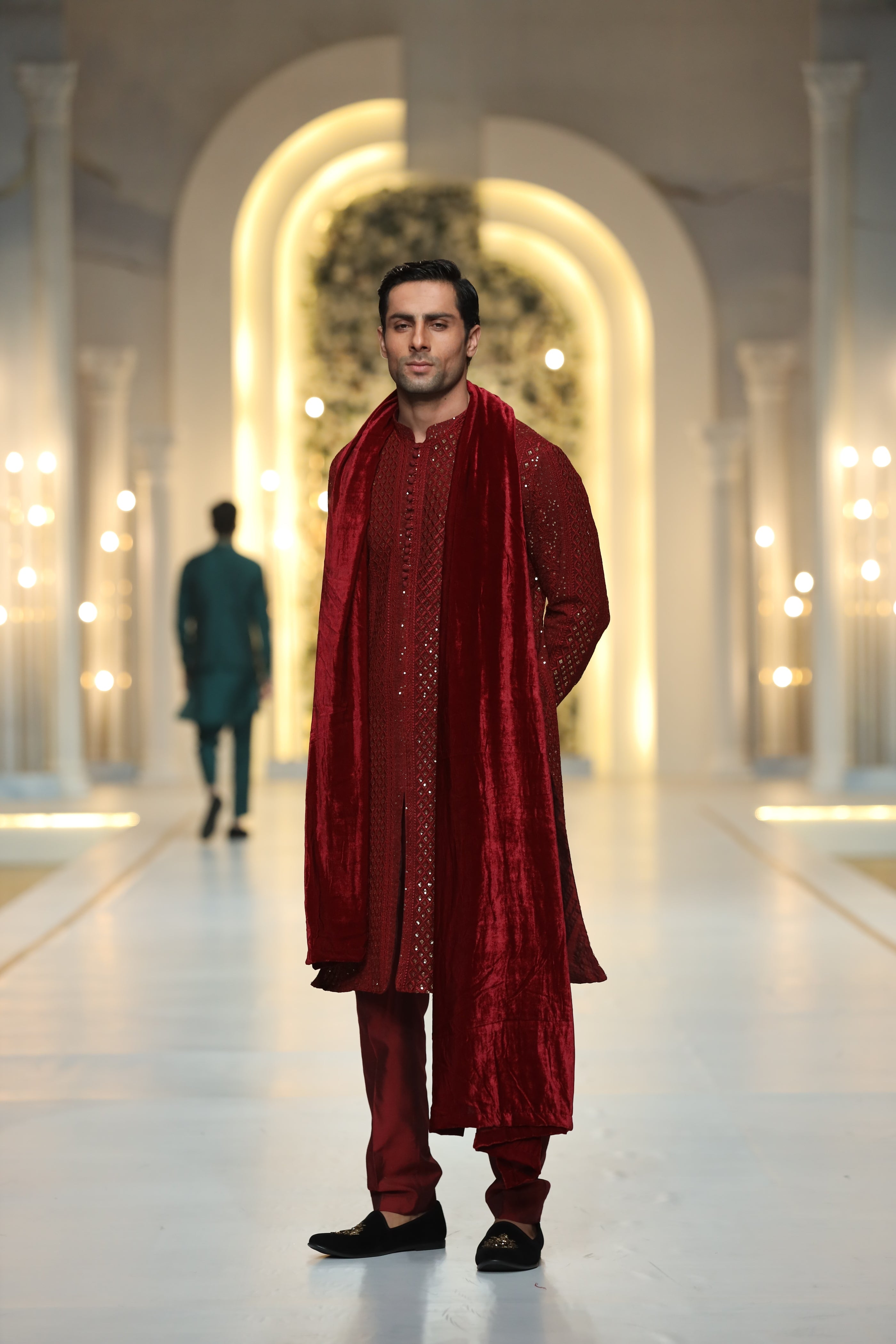 RED Sequence Kurta Pajama HumayunAlamgir