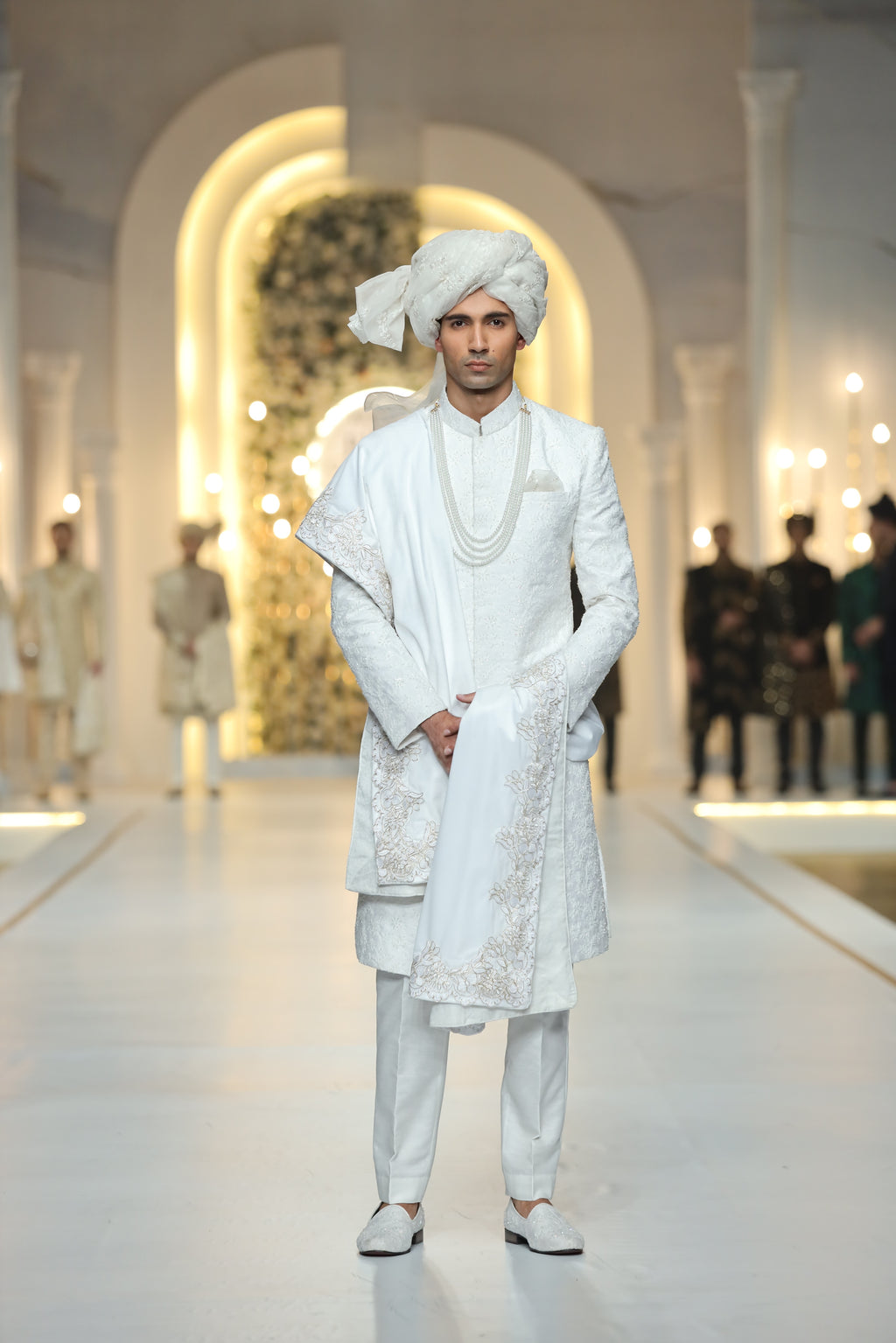 White Self Embroidered Sherwani Humayunalamgir