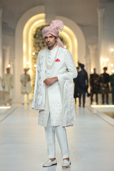 Raw Silk embroidered sherwani