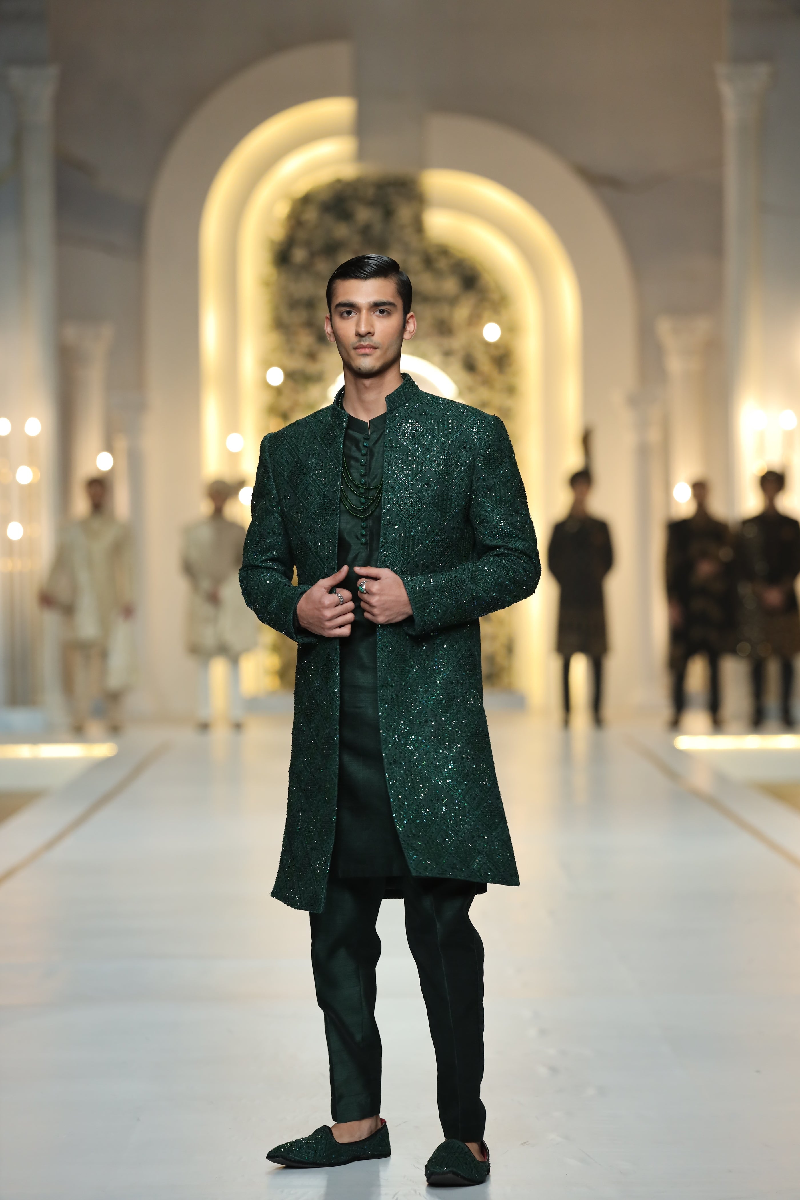 Bottle Green sherwani Humayunalamgir