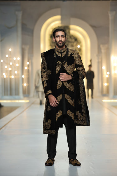 Black Velvet Sherwani