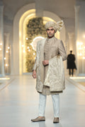Beige Raw Silk Sherwani Humayunalamgir
