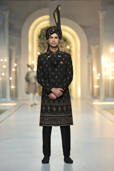 Black Embroidered Sherwani