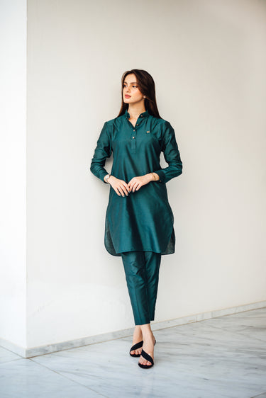 Teal Green Kurta Pajama Humayun Alamgir M