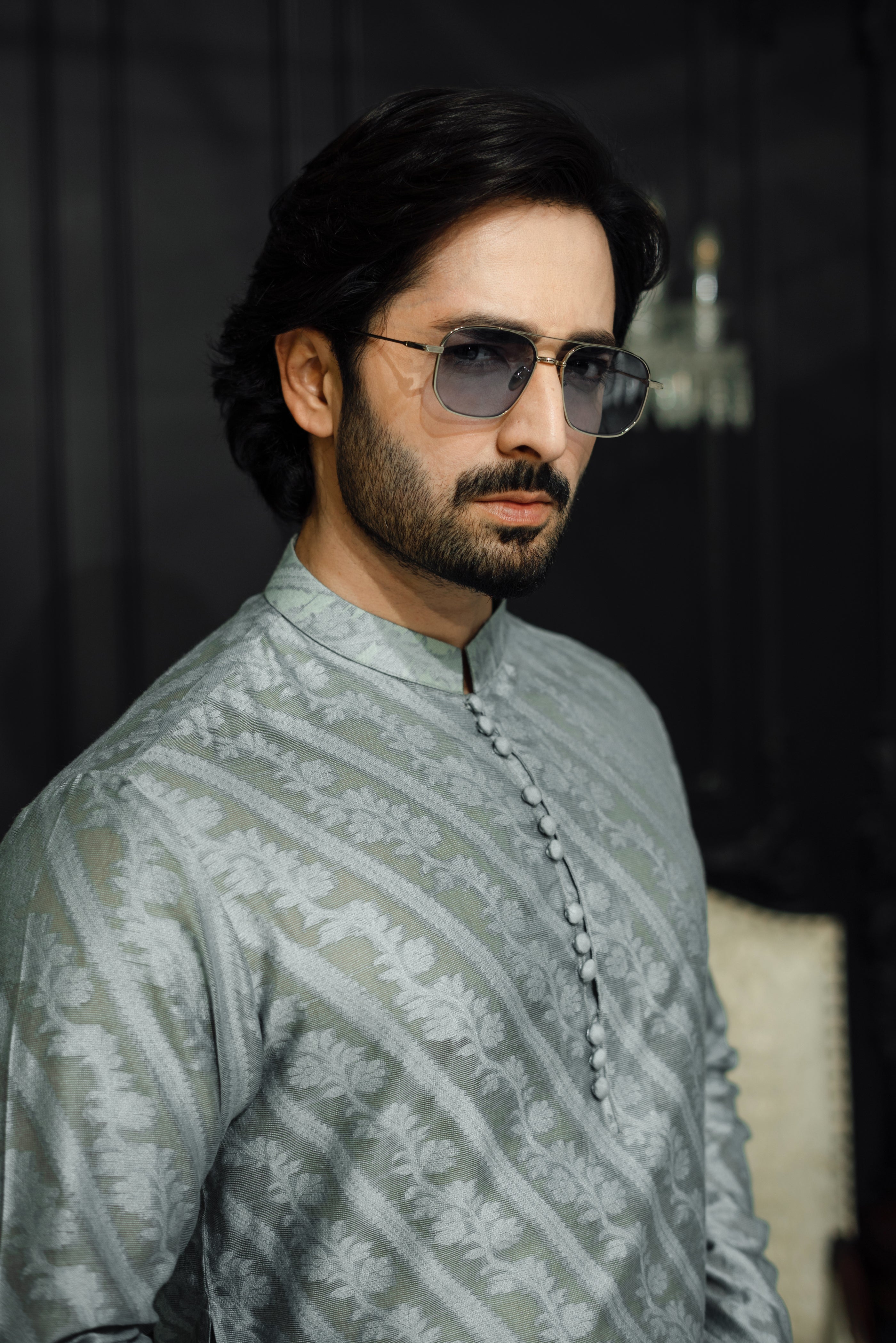 "QAMASH" GREY KURTA PAJAMA Humayun Alamgir