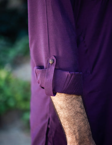 PURPLE COTTON SILK KURTA PAJAMA Humayunalamgir