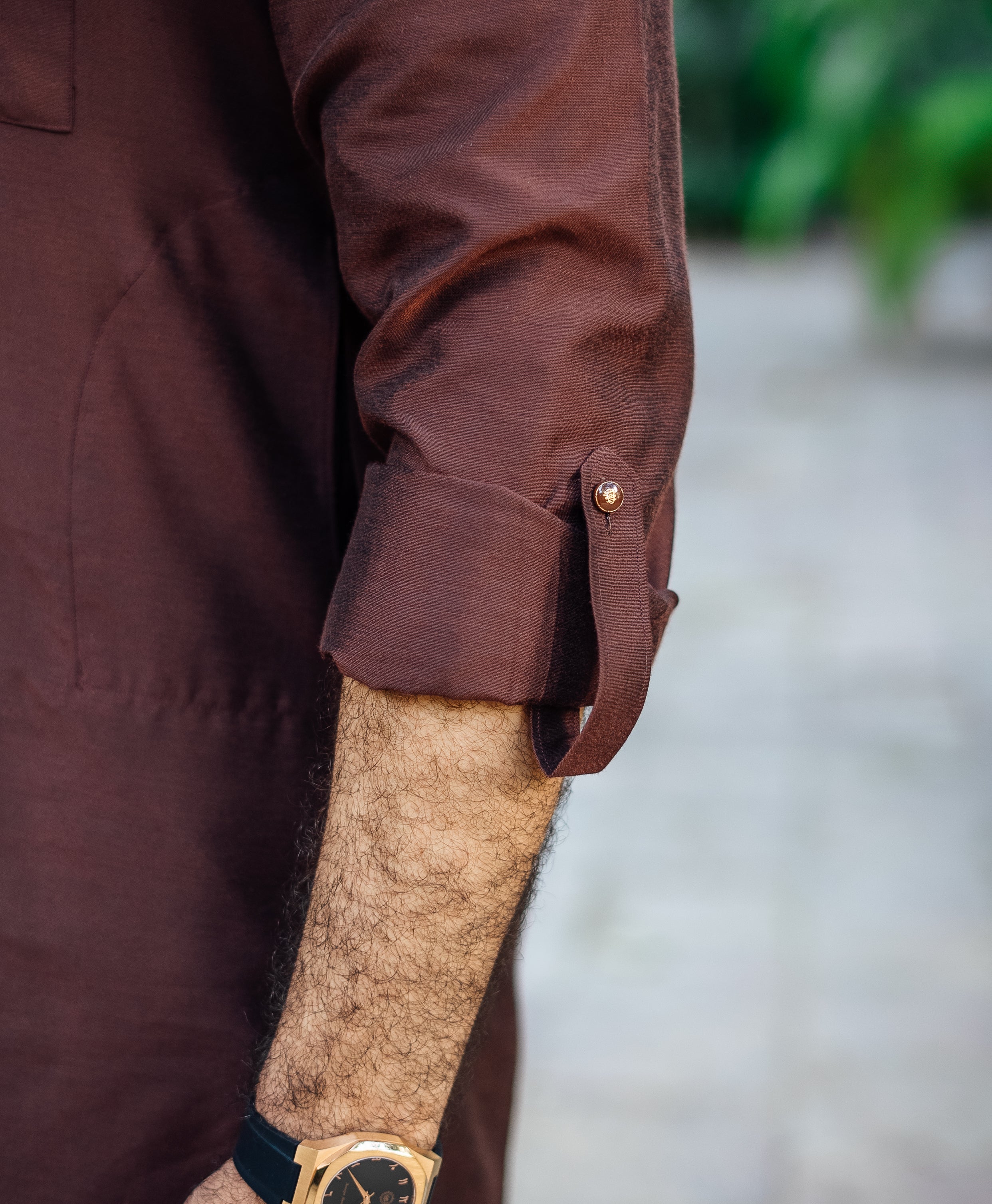 BROWN COTTON SILK KURTA PAJAMA Humayunalamgir