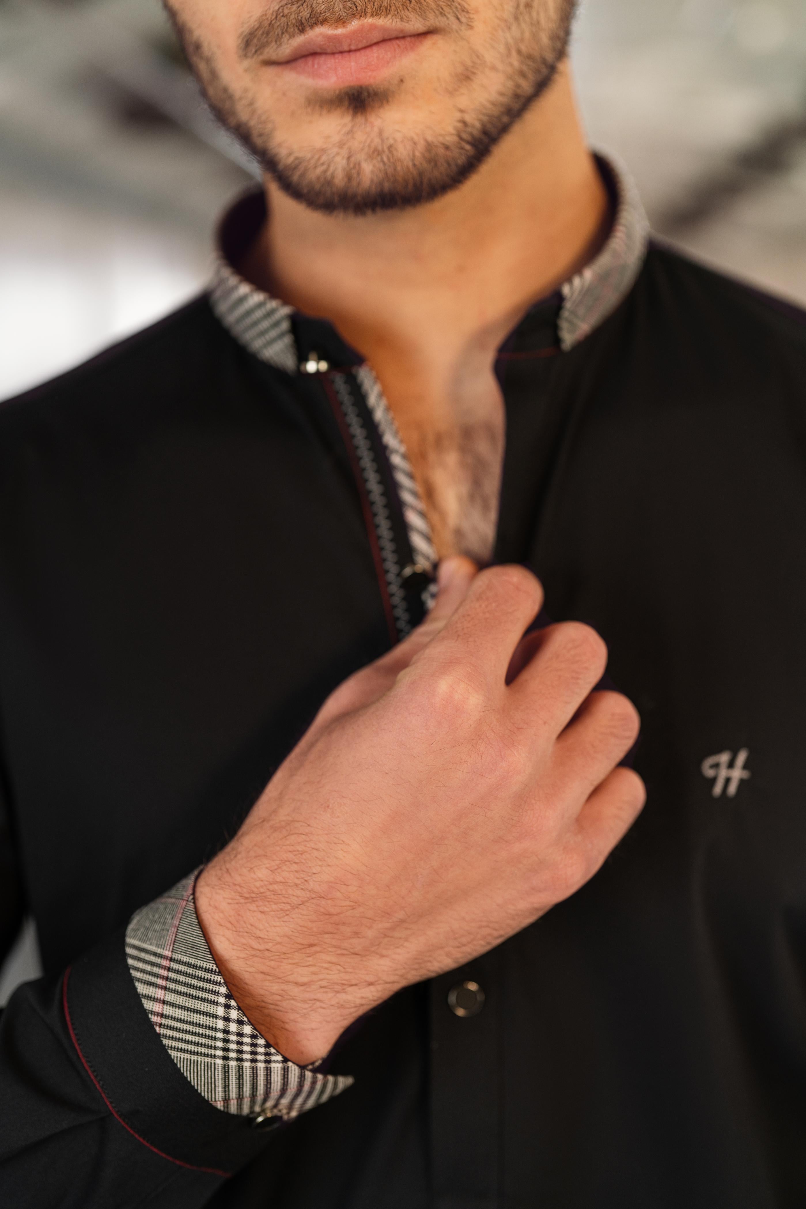 Black stretchable Kurta Pajama Humayun Alamgir