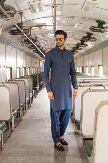 texture blue wash n wear SHALWAR  KAMEEZ