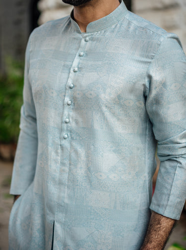 -XARTAJ- MINT BLUE KURTA PAJAMA Humayunalamgir