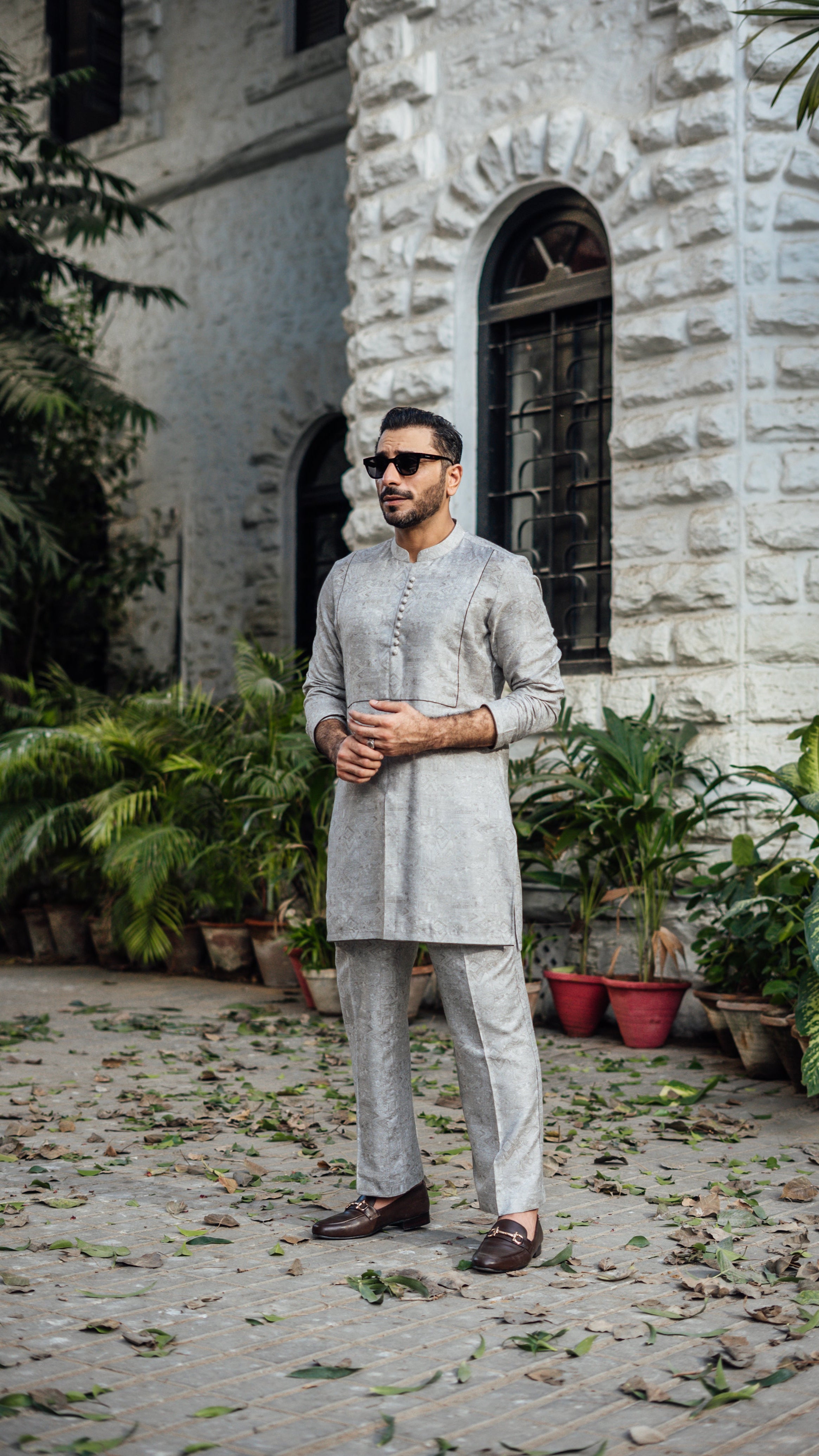 -XARTAJ- GREY KURTA PAJAMA Humayunalamgir