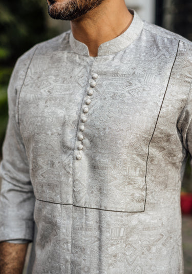 -XARTAJ- GREY KURTA PAJAMA Humayunalamgir
