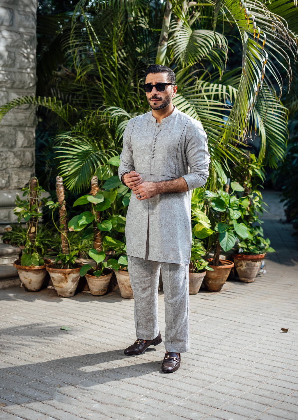 -XARTAJ- GREY KURTA PAJAMA Humayunalamgir